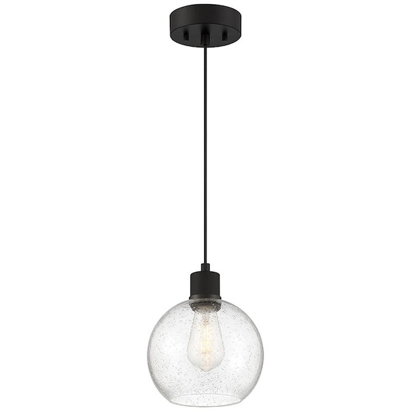 Access Lighting Port Nine Burgundy, Burgundy LED Pendant, Matte Black Finish, Seeded Glass 63142LEDDLP-MBL/SDG - main